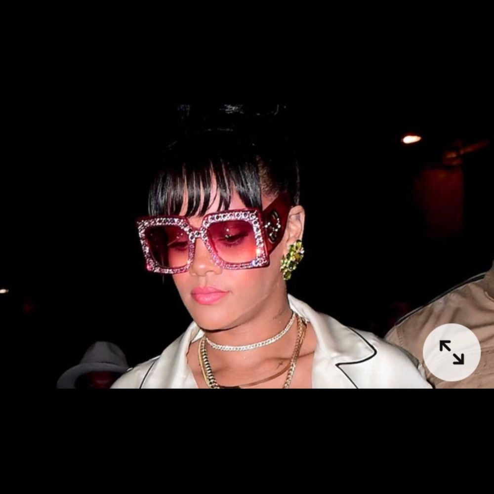 Gucci Rihanna Met Gala pink crystal Sunglasses
